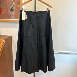 Psophía Leather Skirt - Navy